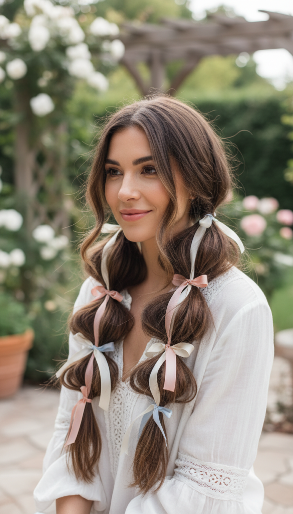 Bubble Braid Pigtails with Ribbon Details