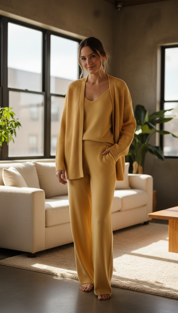 Butter Yellow Cardigan Layered Look