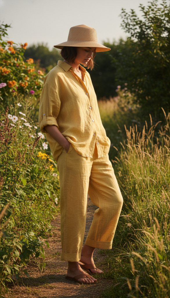 Butter Yellow Summer Linen Outfit