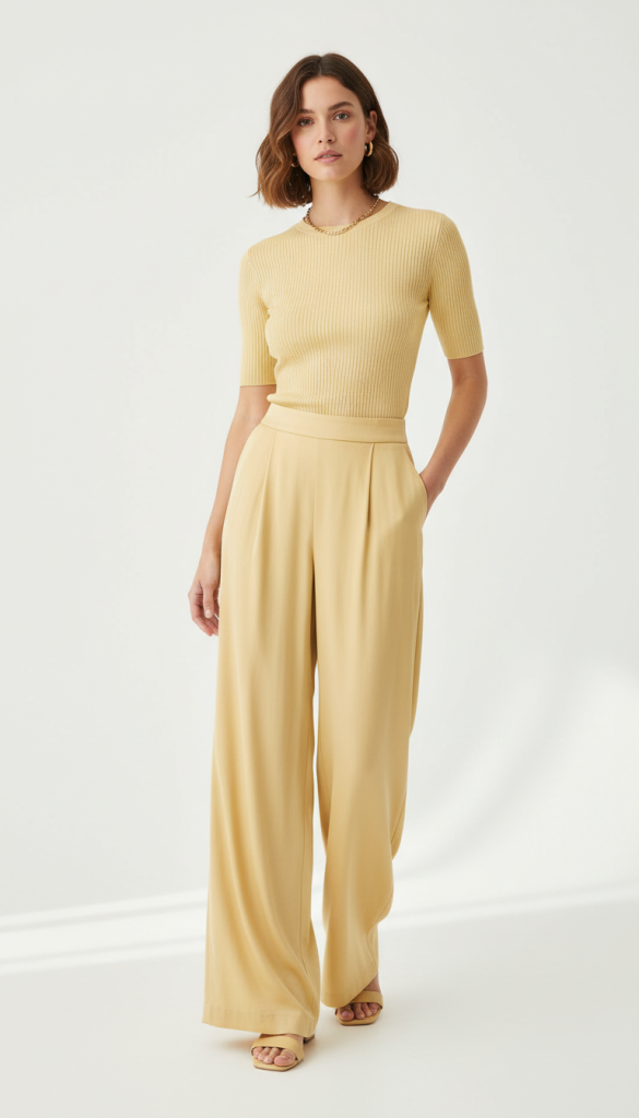 Butter Yellow Wide-Leg Pants Outfit
