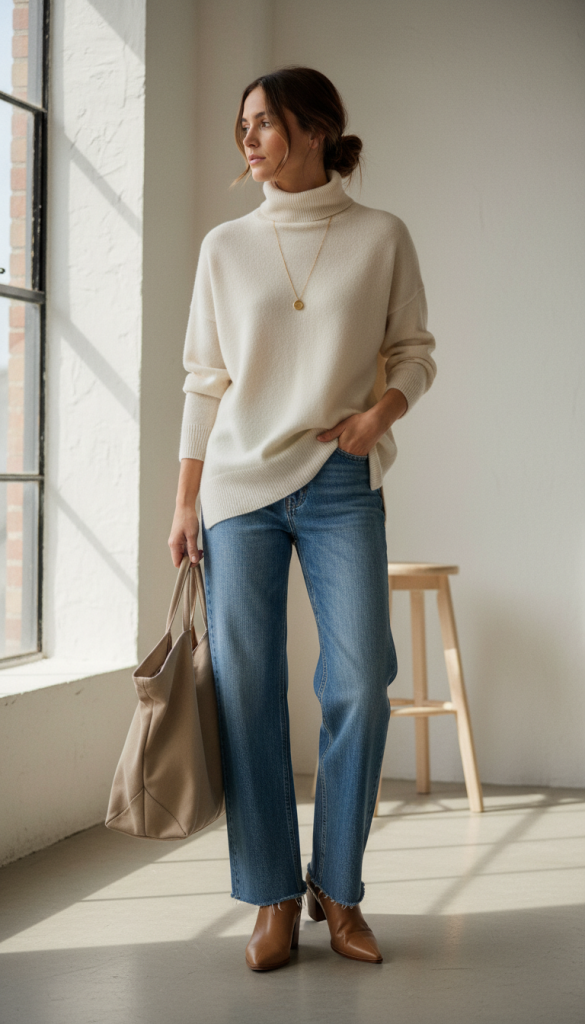 Cashmere or Lightweight Knit with Denim