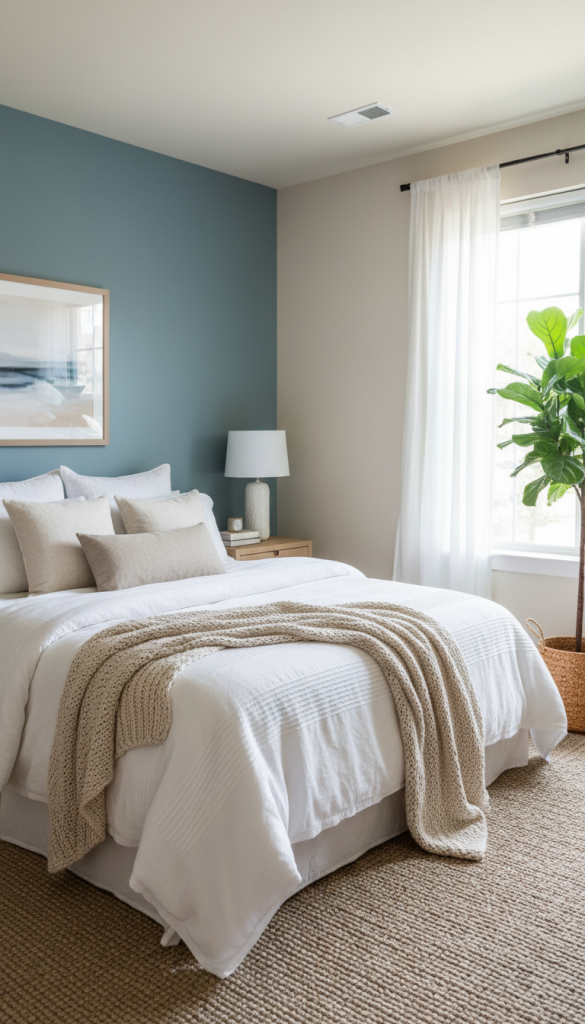 Cool Blue Bedroom Accent Wall