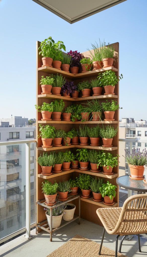 Corner Vertical Balcony Herb Garden