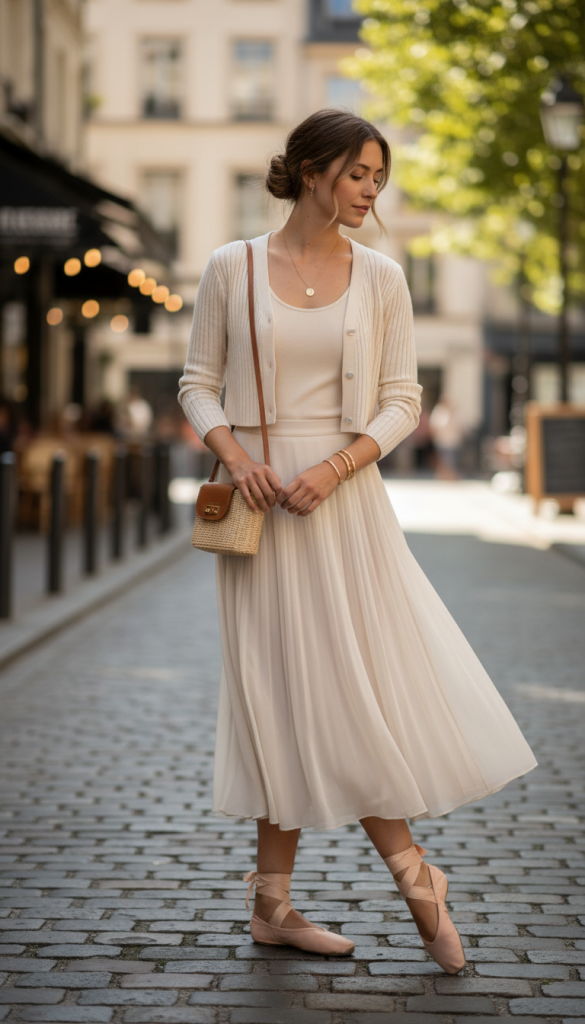 Cropped Cardigan with High-Waisted Skirt