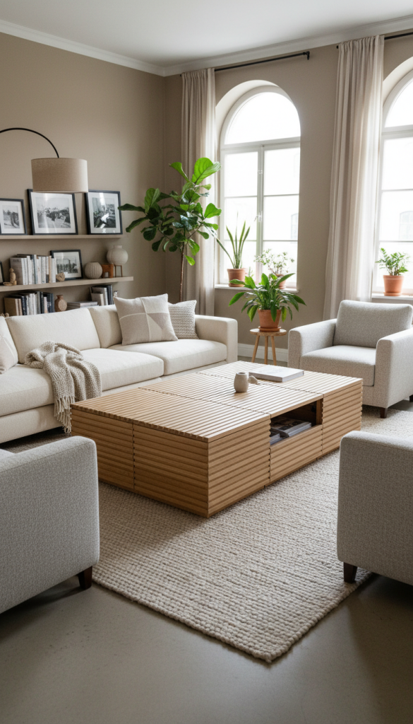 Fluted Coffee Table with Hidden Storage Hack