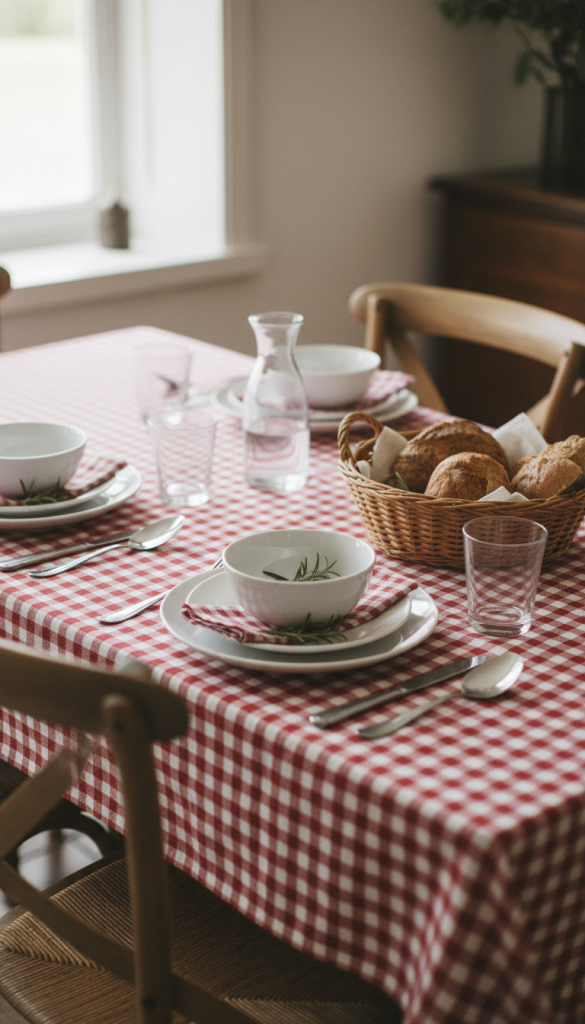 Gingham Tablecloth with Matching Napkins