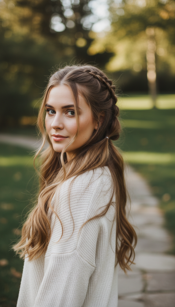 Half-Up Bubble Braid Pigtails
