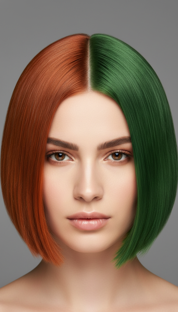 Half-and-Half Color Block Hair