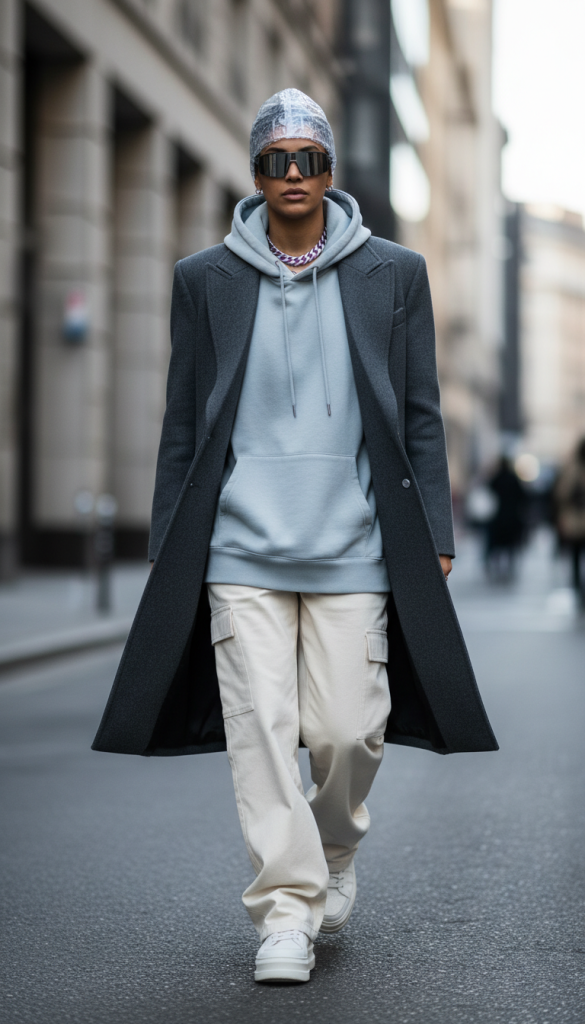 Icy Hoodie With Structured Coat