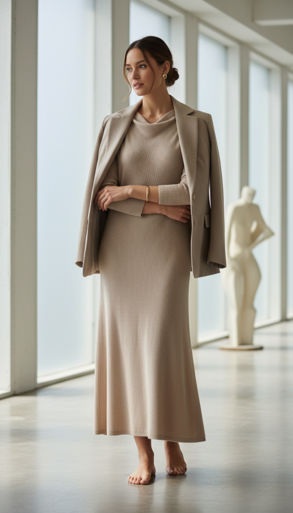 Knit Dress with Minimal Accessories