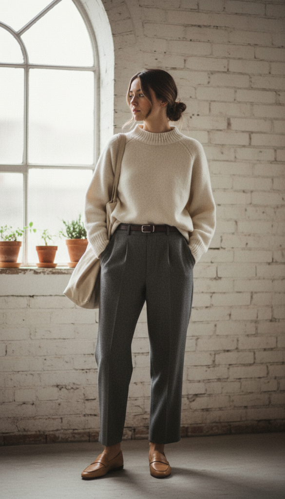 Knit Sweater with Tailored Pants