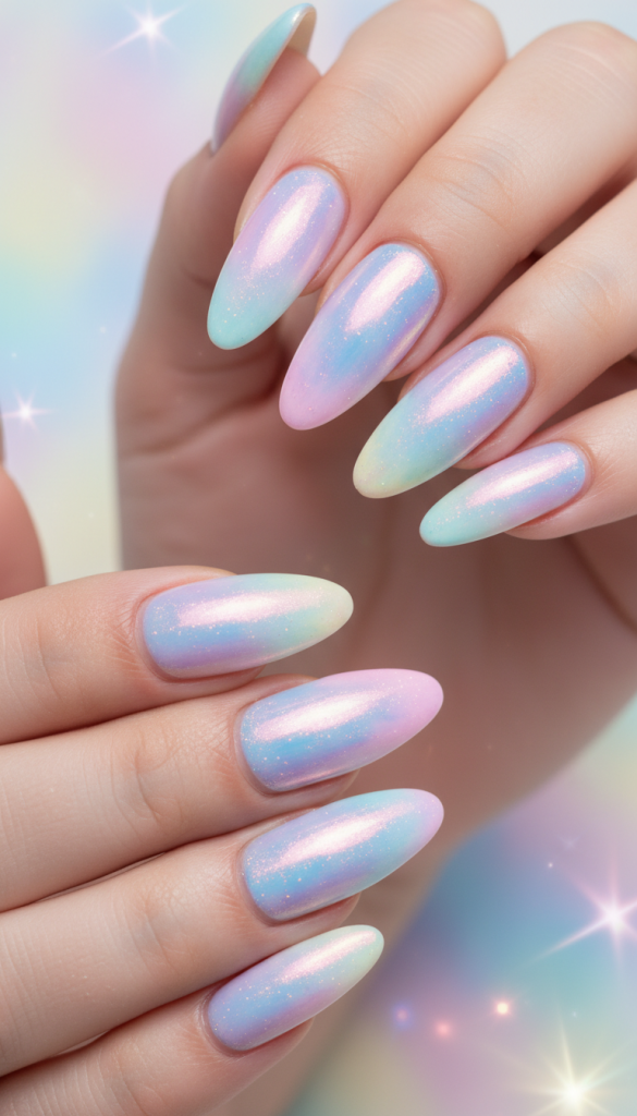 Lavender Chrome Aura Nails