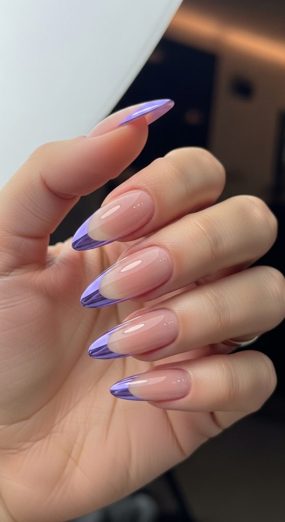 Lavender Chrome French Tips