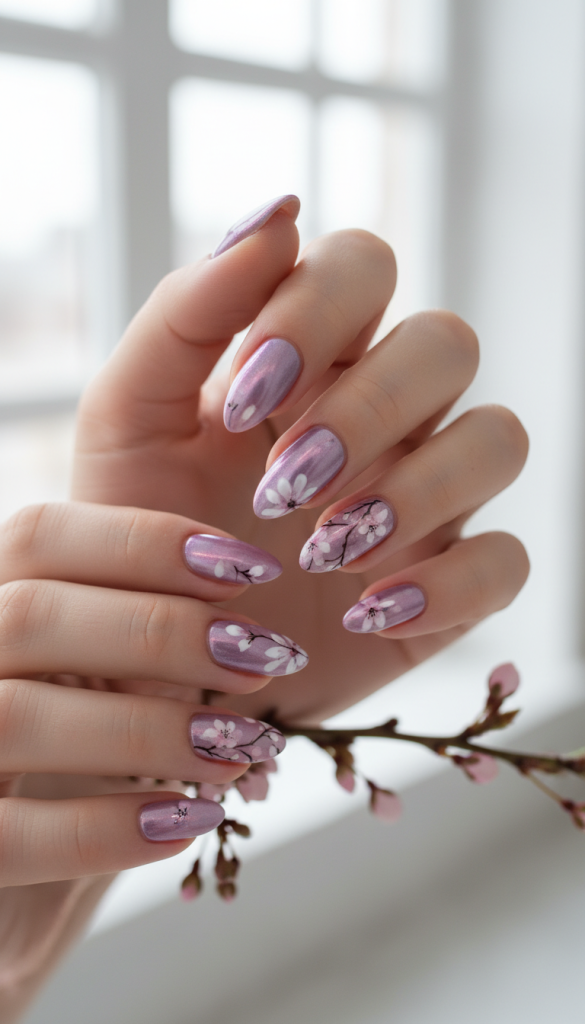 Lavender Chrome with Floral Details