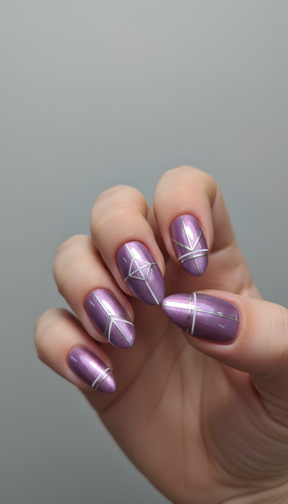Lavender Chrome with Minimal Line Art