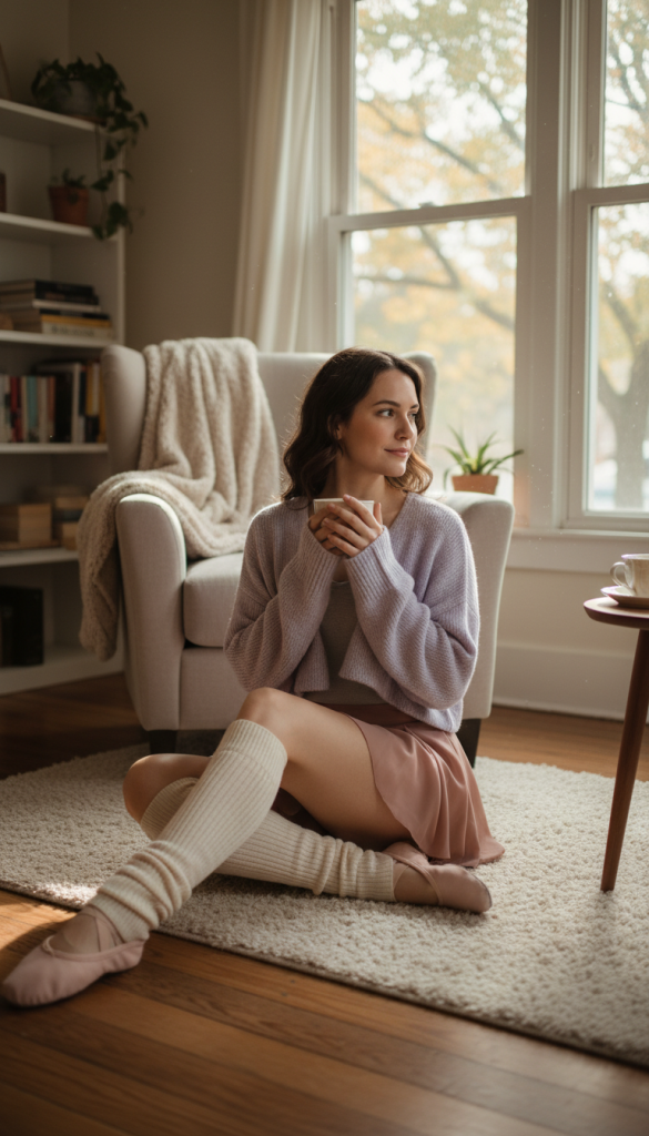 Leg Warmers with Mini Skirt and Sweater