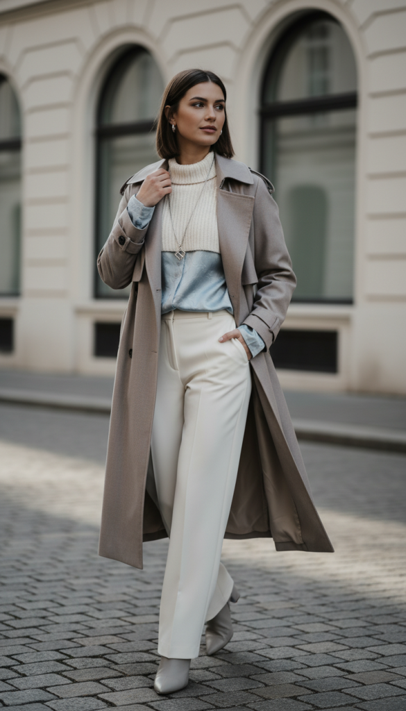 Lightweight Trench in Cool Neutral