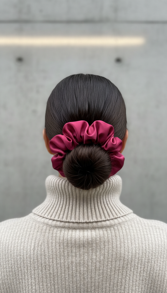 Low Bun with Statement Color Jumbo Scrunchie
