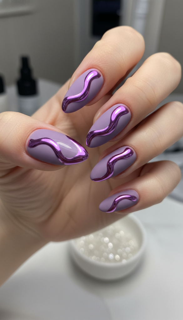 Matte Lavender Base with Chrome Highlights