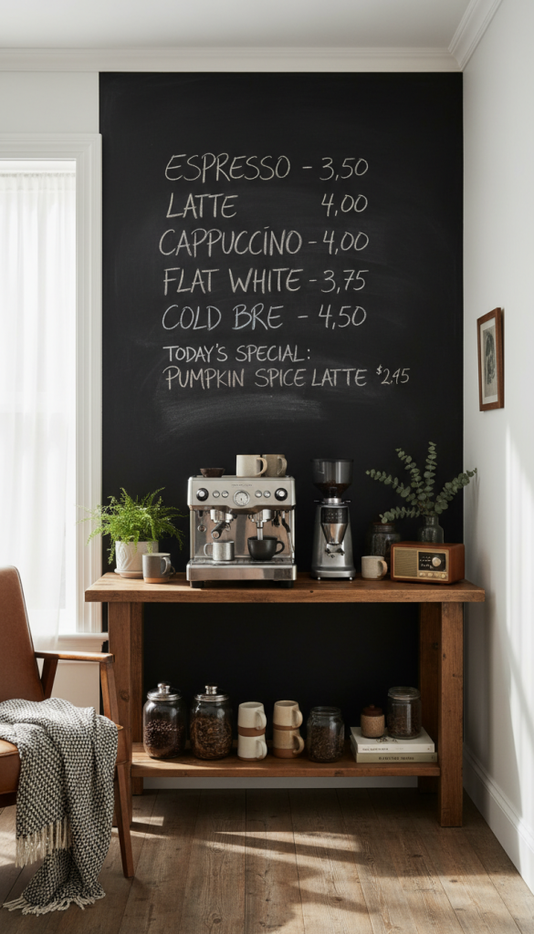 Mini Cafe Chalkboard Coffee Station