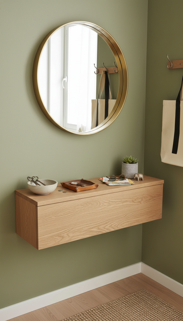 Mirror with Built-In Drop Shelf