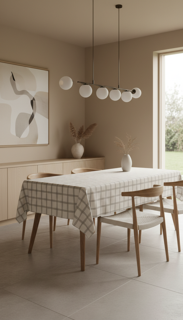 Modern Dining Table with Gingham Accent