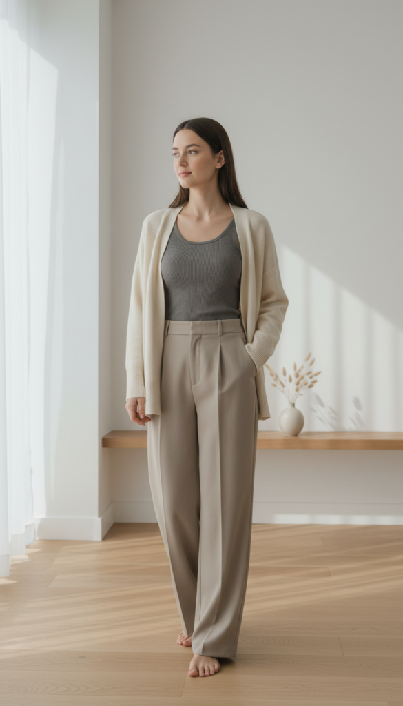Neutral Cardigan + Tank + Trousers