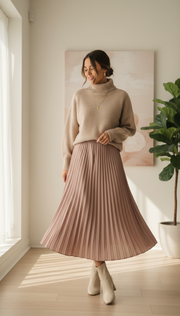 Neutral Knit + Midi Skirt