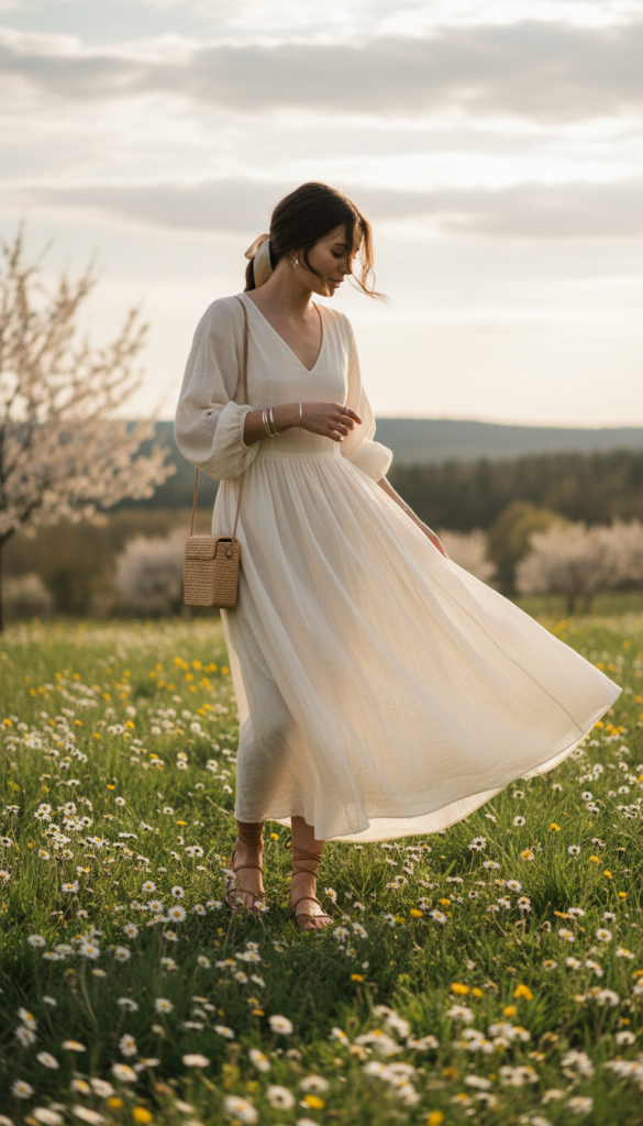 Neutral Maxi Dress + Sandals