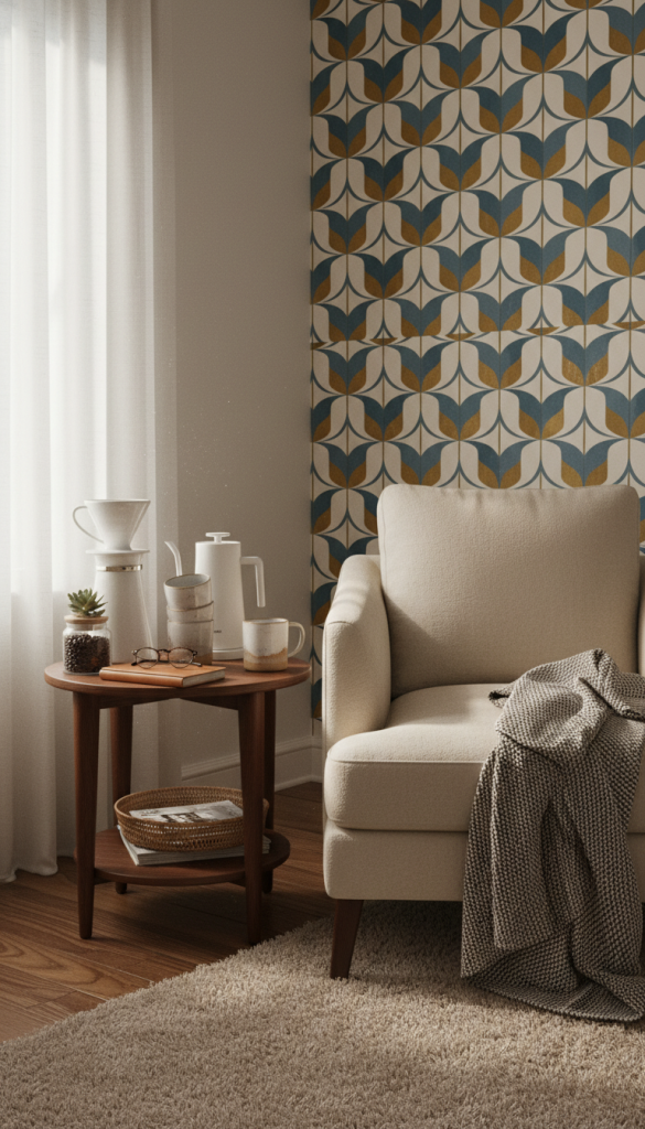 Patterned Wallpaper Coffee Nook