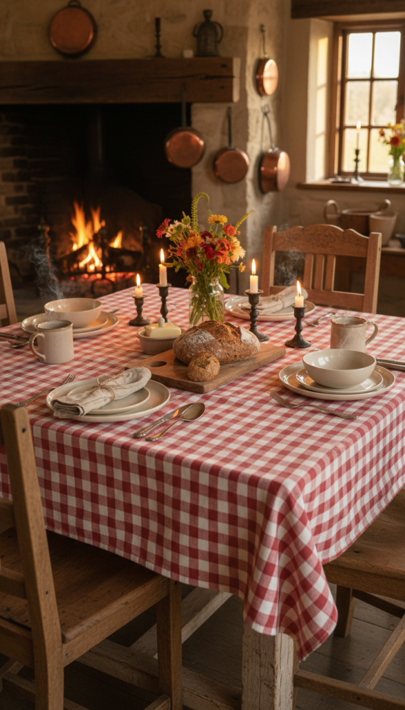 Rustic Farmhouse Gingham Table Setting