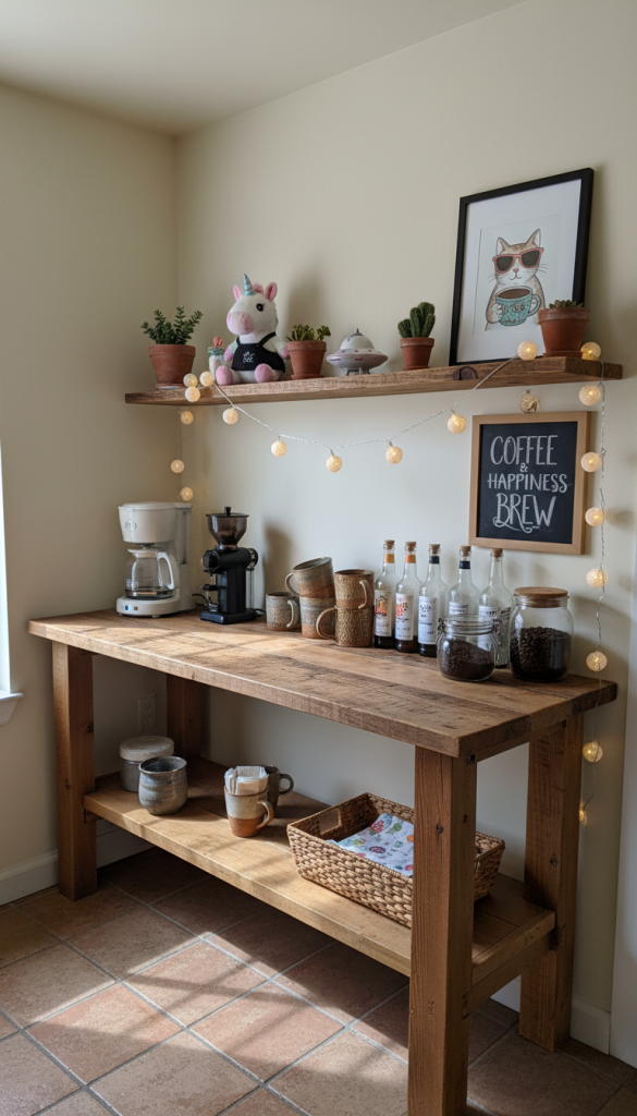 Rustic Meets Playful Coffee Station