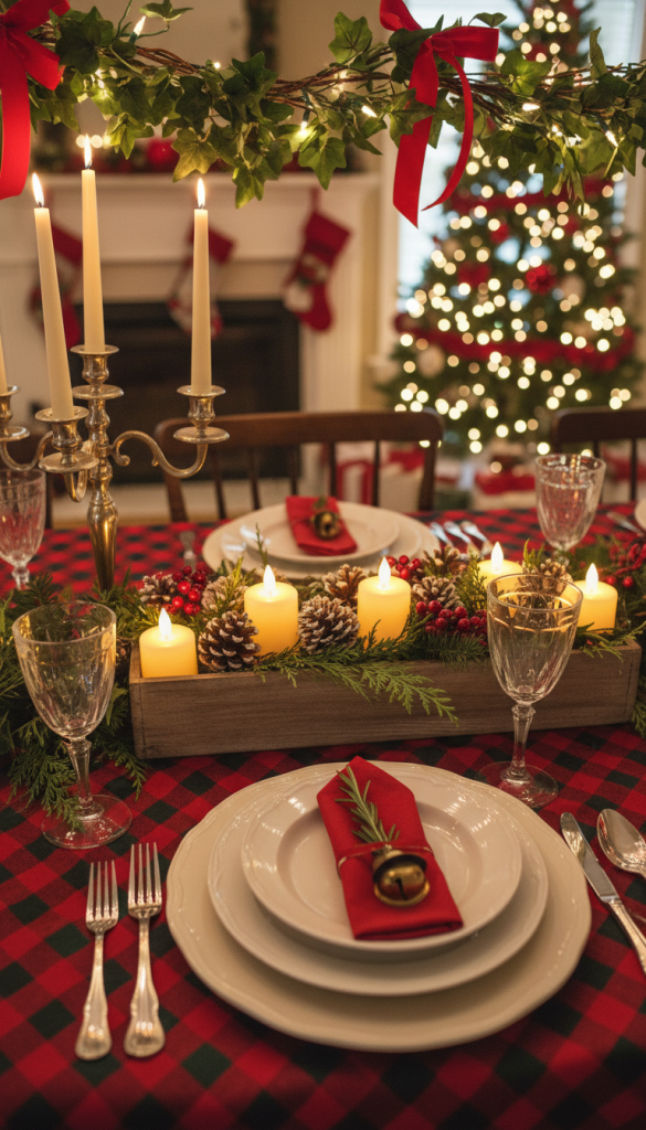 Seasonal Holiday Gingham Tablecloth
