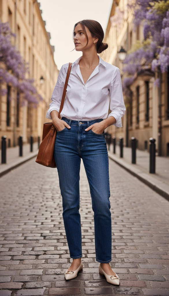 Shirt, Denim, and Flats
