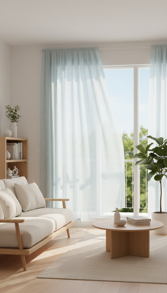 Sky Blue Sheer Curtains