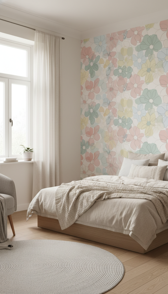 Soft Floral Accent Wall