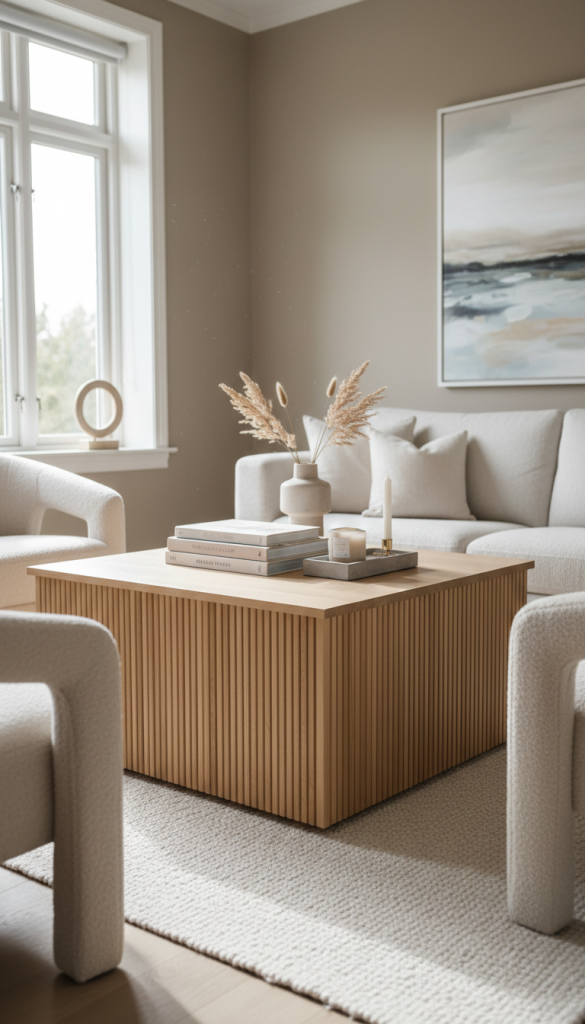 Square IKEA Coffee Table with Fluted Sides