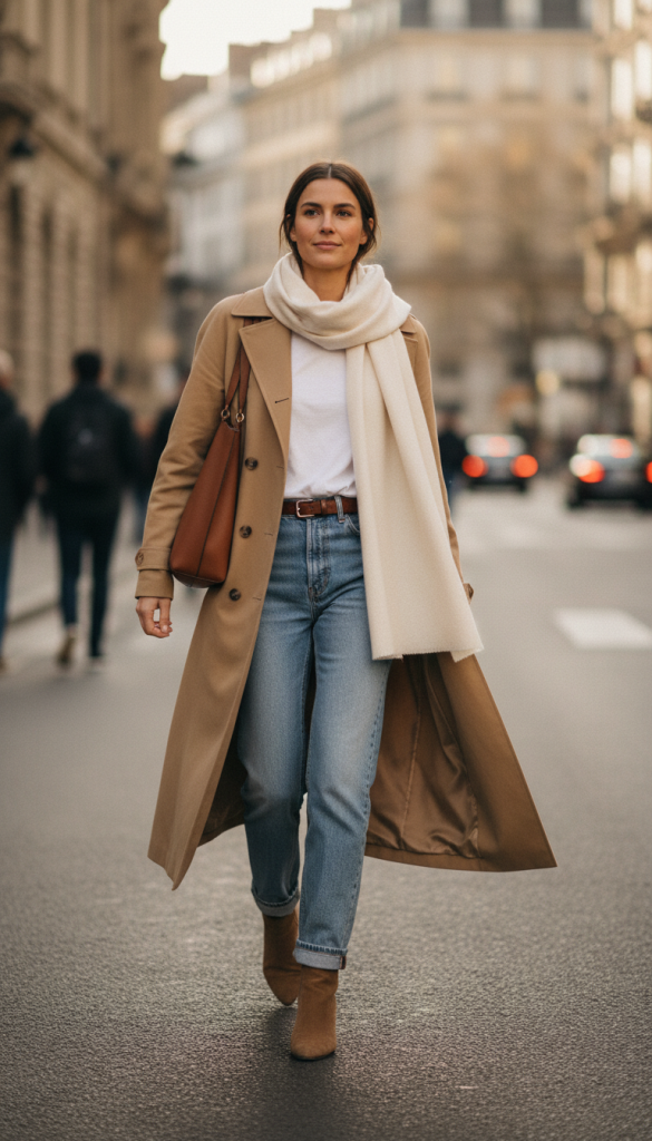 Trench Coat Over Everyday Basics