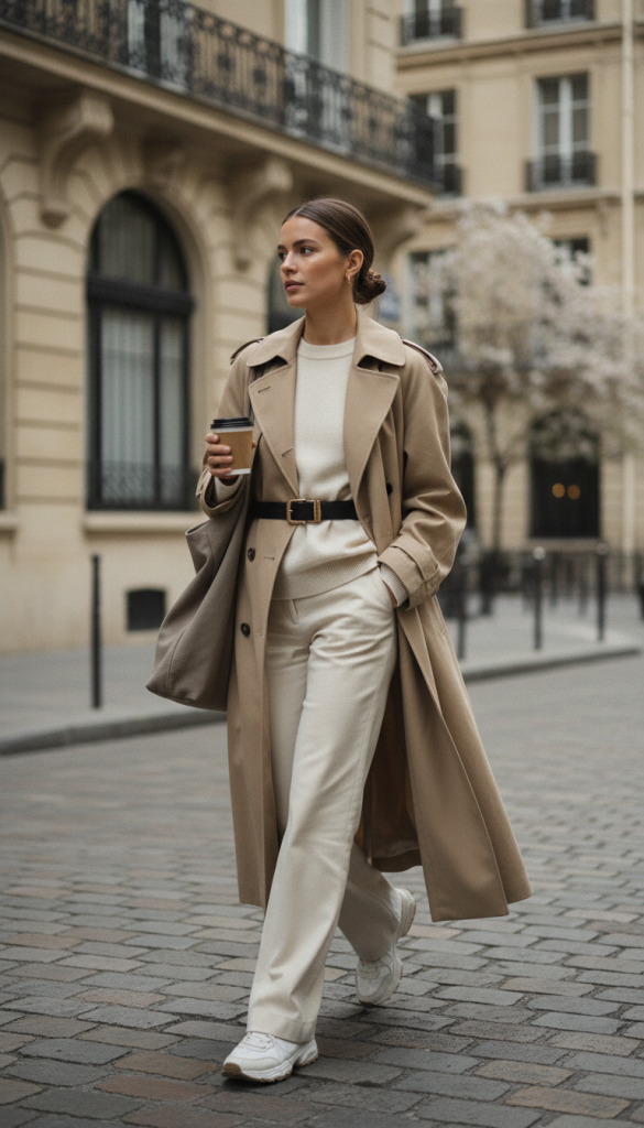 Trench Coat over Simple Basics