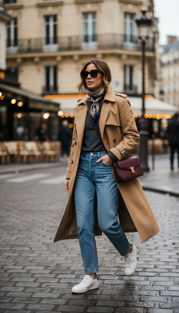 Trench Coat over Simple Basics