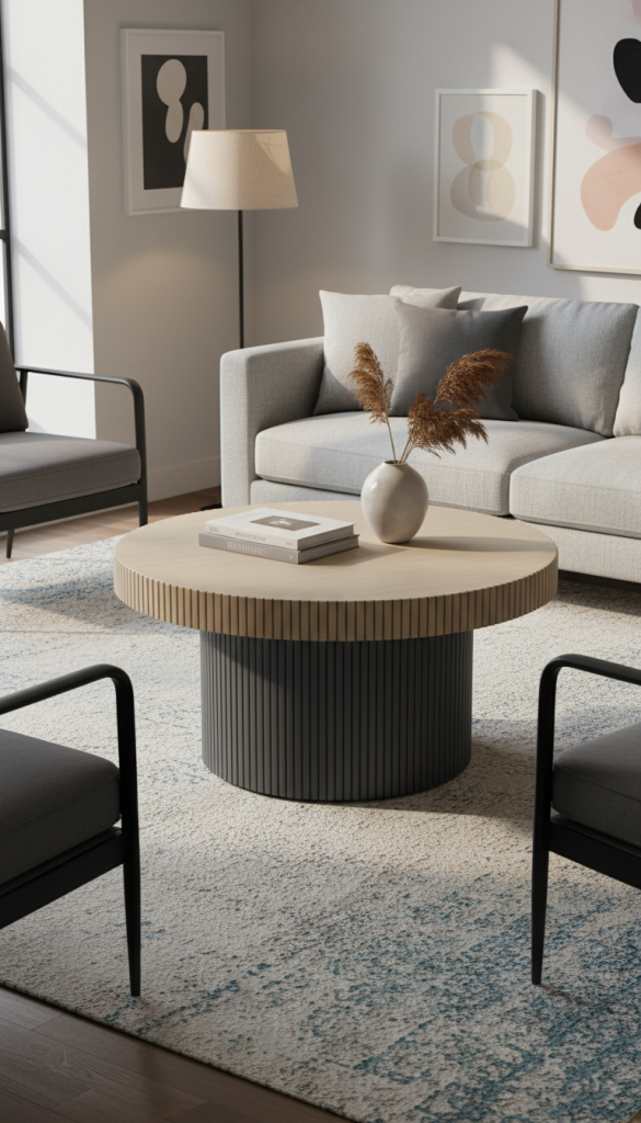 Two-Tone Fluted Coffee Table Design