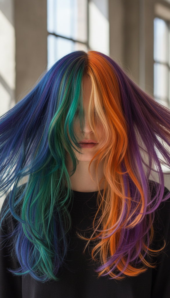 Vertical Split Color Block Layers