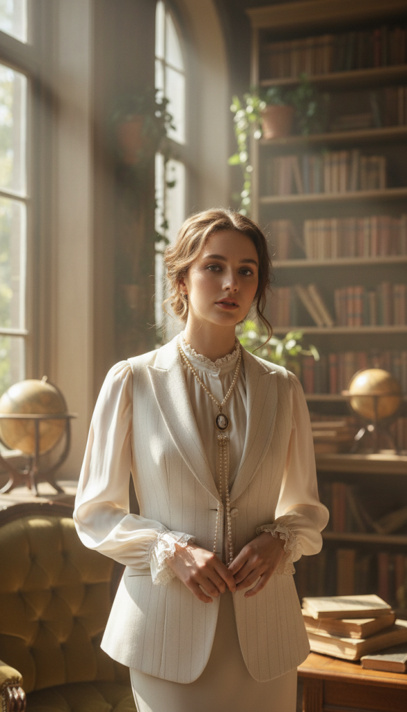 Vintage-Inspired Vest with Blouse