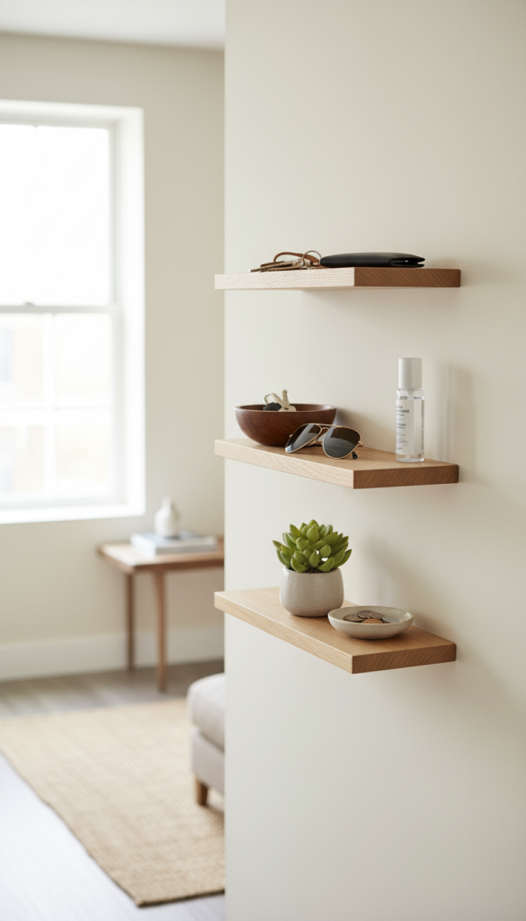Wall-Mounted Floating Shelves Drop Zone