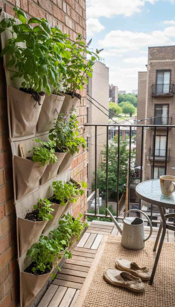 Wall-Mounted Pocket Herb Garden