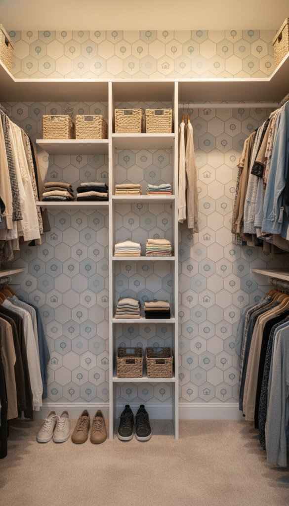 Wallpapered Closet Interior