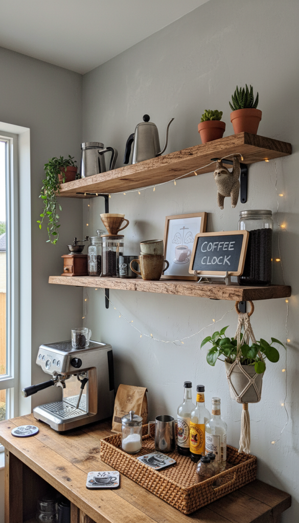 Whimsical Shelf-Styled Coffee Station