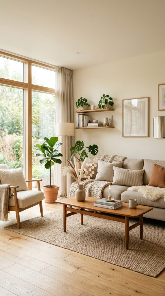Cream Walls With Warm Wood Furniture