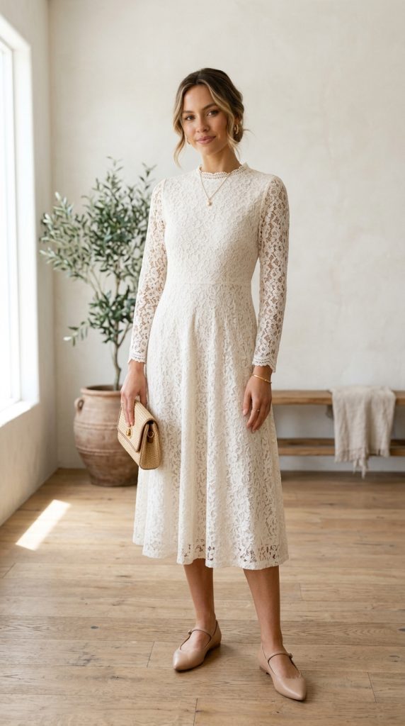 Lace Dress With Minimal Accessories