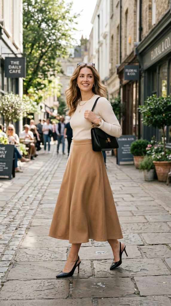 Pointed Heels With Midi Skirts